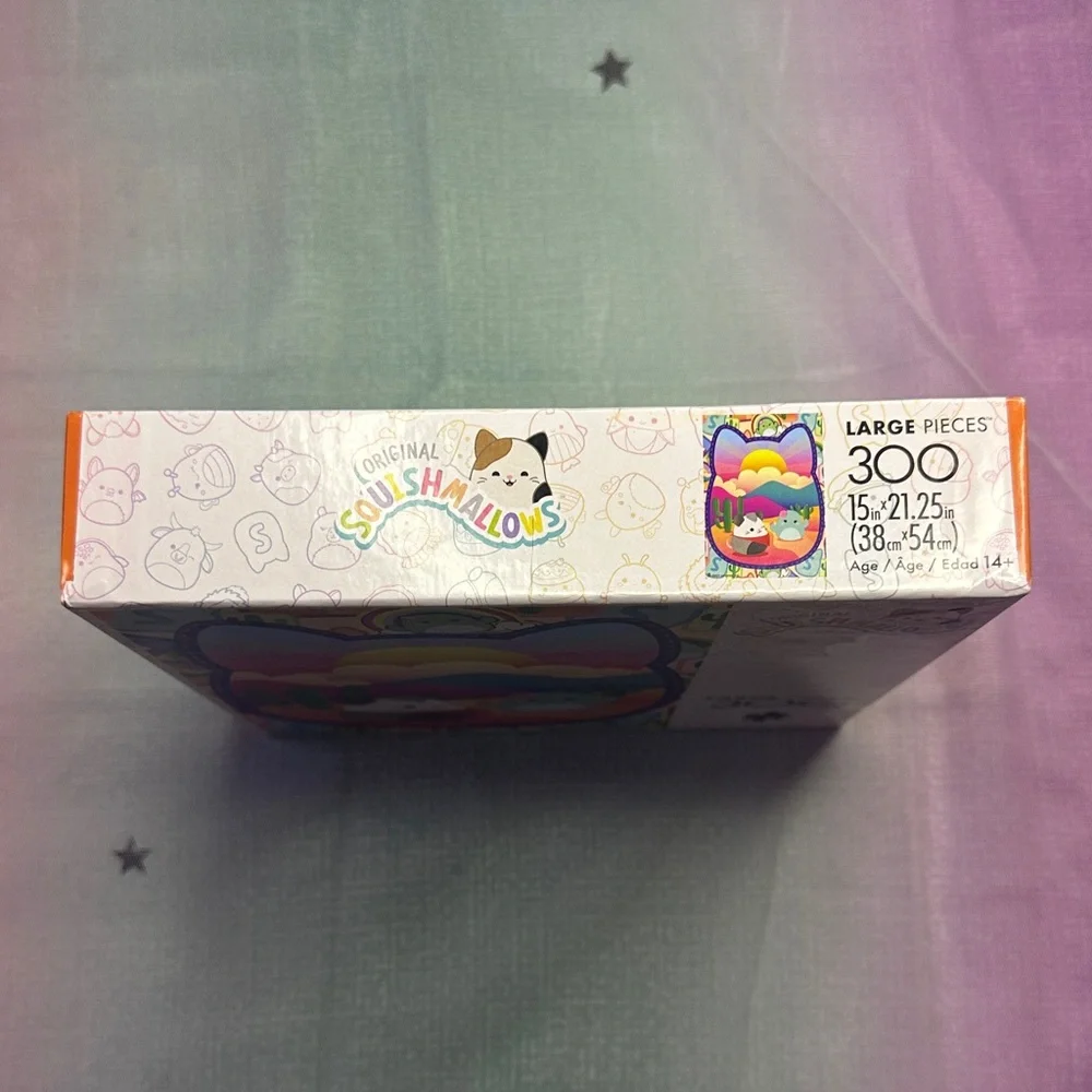 Squishmallows Colorful Cat Sunset Puzzle - Pink Purple Blue Yellow Green